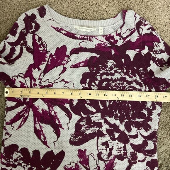 Soft Surroundings NWT Marin Waffle Knit Floral Print Sweater size Medium Fall - Picture 7 of 8